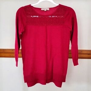 Loft Berry Sweater with lace design XS